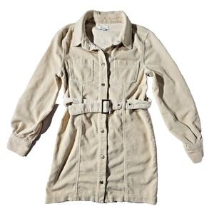 topsgop‎ corduroy shirt jacket shacket belted cream